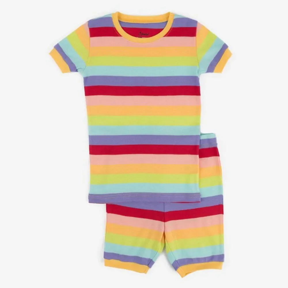 Leveret Two Piece Cotton Pajamas Striped Colorful Girls 12